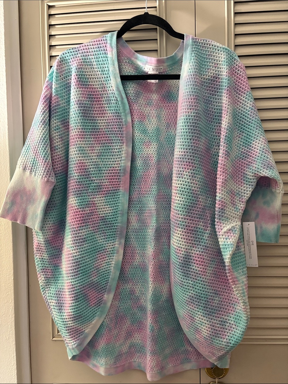 VENUS Pastel Tie-Dye Crochet Cover-Up in Pink, Mint & Lilac